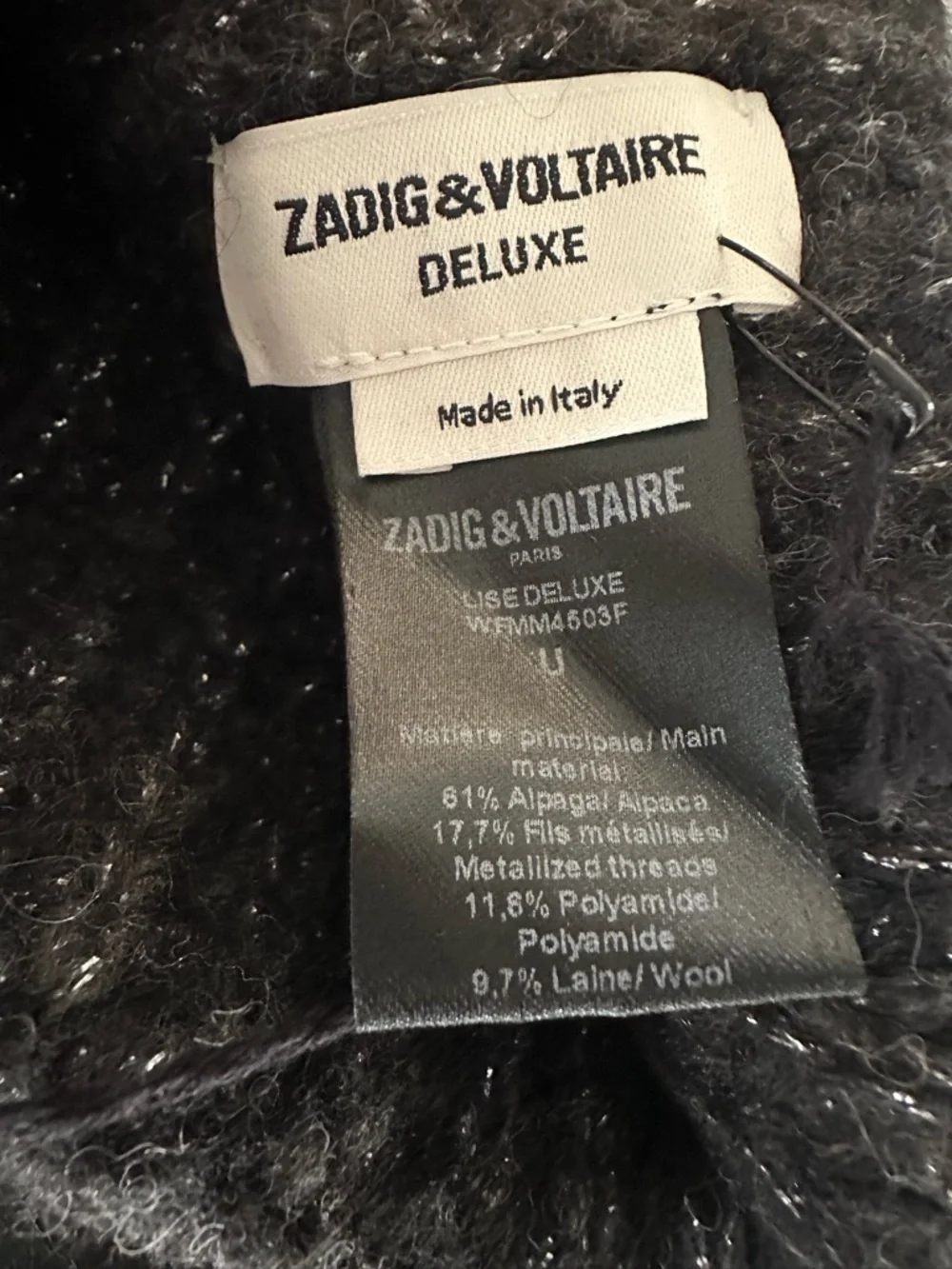 Zadig & Voltaire Lise Deluxe Beanie in Anthracite NWT $118